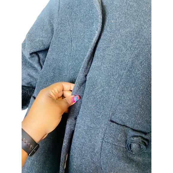 Rothschild Girls Button Down Coat Faux Fur Collar Cuffed Charcoal Gray Size 6X - Picture 5 of 9